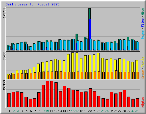 Daily usage for August 2025
